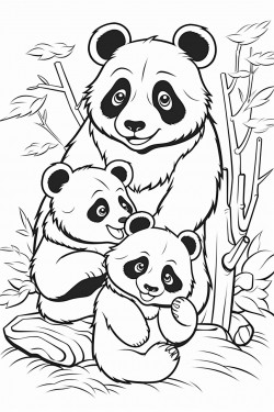 a happy panda family
