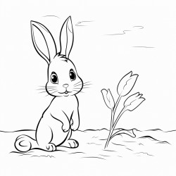 bunny in meadow finds a big carrot