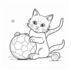 stress relief cat paying with a ball funny position
