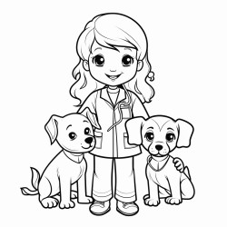 veterinarian and dogs