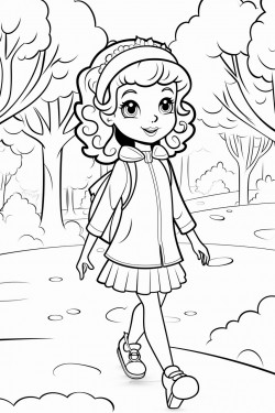 a girl walking in a park