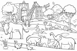parque lleno de elementos como animales objetos para jugar y juegos divertidos