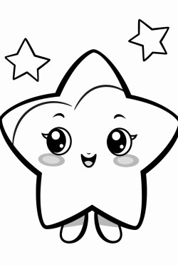 chibi cartoon character super cute holding stars and hearts