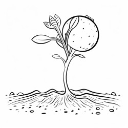 realistic watermelon seed sprout coming from the ground coloring page