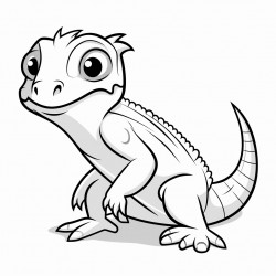 cute and simple iguana with bold lines