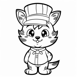 cute cat wearing a chef hat in the kitchen