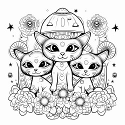 aliens ufo flower cats