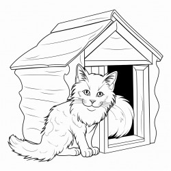 a norwegian forest cat in a house