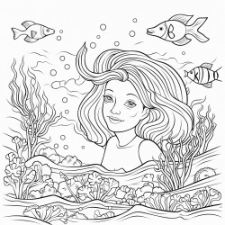 mermaids swimming among colorful coral reefs