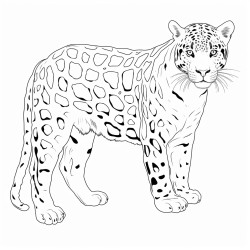 a full body coloring page of a jaguar