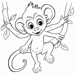 cute monkey swinging on a vine