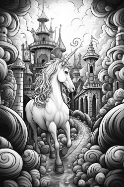 unicorn candyland a unicorn walking through a world made of sweets