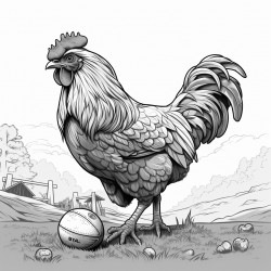 realistic chicken playing soccer