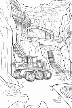 large underground cavern with construction equipment working inside