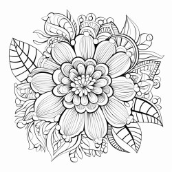 mandela floral artwork with zentangle details