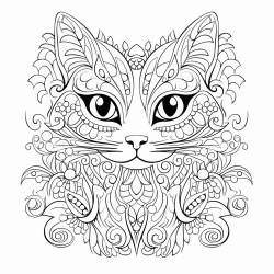 un coloriage magique de chat  remplir avec des lettres majuscules manuscrites