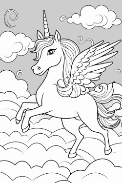 unicorn flying over a rainbow