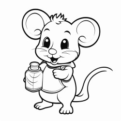 mouse holding a bottle