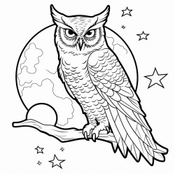 great horned owl gliding in front of the moon