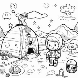 a kawaii astronaut training camp with obstacle courses and simulations