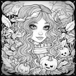 halloween pictures with a lot of leaves and flowers in the back ground