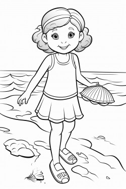 small girl with shell