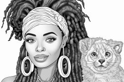 black women with dreads and black dog christmas