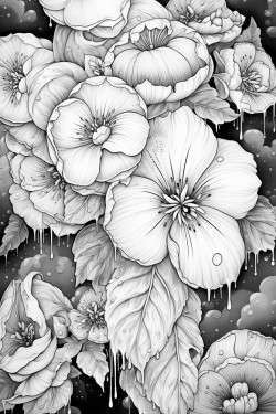 flowers raining down from clouds