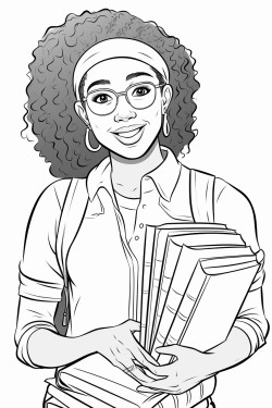 beautiful african american female high school student smiling and holding her books
