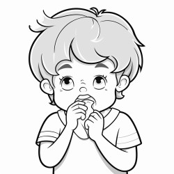 3 to 5 year old boy sneezing into a tissue covering his nose and mouth