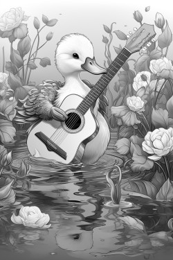 duck playing acoustic guitar