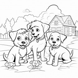group of dogs playing