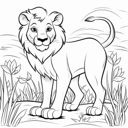 lion dans la savanne