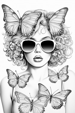 woman with butterfly sunglasses