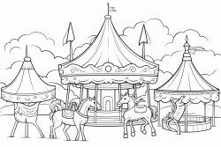 country fair merry go round children ice cream animals