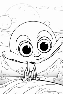 the bigeyed alien the background alien planet surface