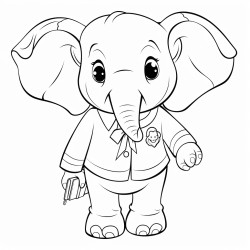 a female elephant in a school uniform