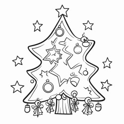 a decorated christmas tree with ornaments tinsel and a star on top