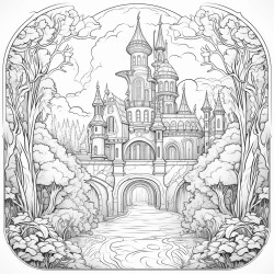 fantasy world coloring book enchanting black and white outlines and beautiful the dimensions are 85x11 no color