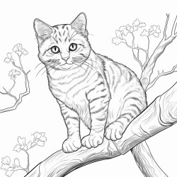 scottish wildcat on a tree branch