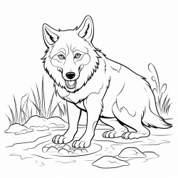 the wolf eats a turtle