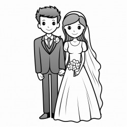simplegeneric caucasian husband and wife on their wedding day wife has long sleeved wrap dress and husband had suit