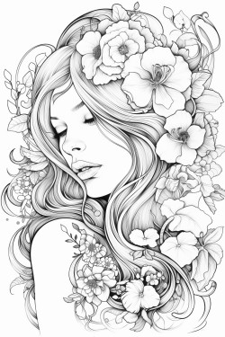 frau mit blumenkopf
