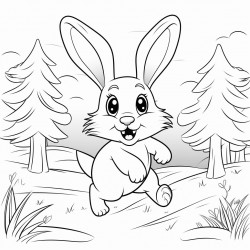 a rabbit running in the forest