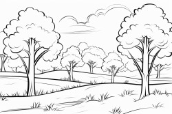 make me a drawing of a background with trees and grass