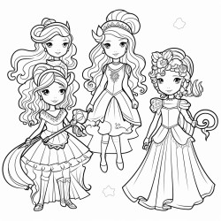 beautiful princesses with brave knights or dragons or unicorns or witches