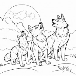 a pack of wolves howling at the moon cute