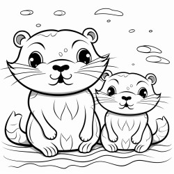 mommy and son otter holding hands