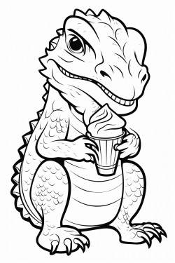 a bearded dragon eating an ice cream cone