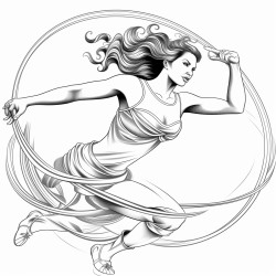 a beautiful athletic woman doing rhythmic sports with a ribbon